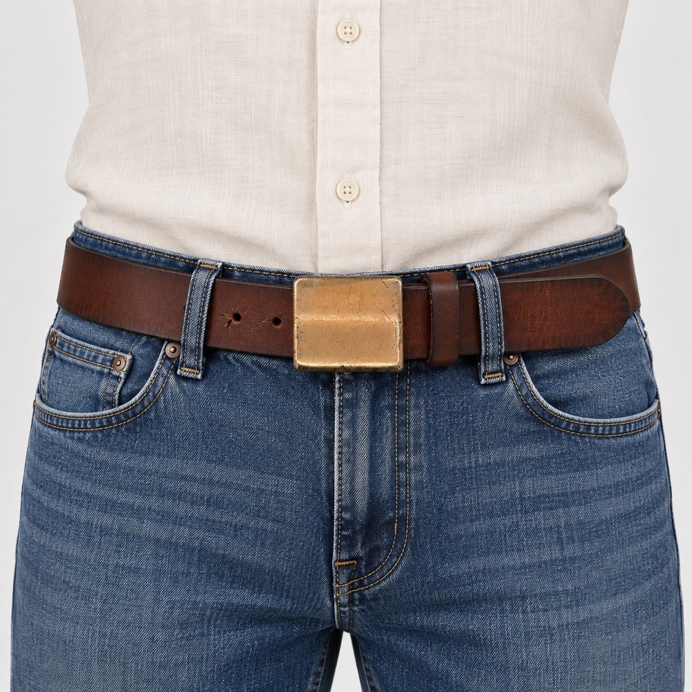 American Eagle Leather Belt Men 34 Brown Rugged Distressed Heritage Rustic